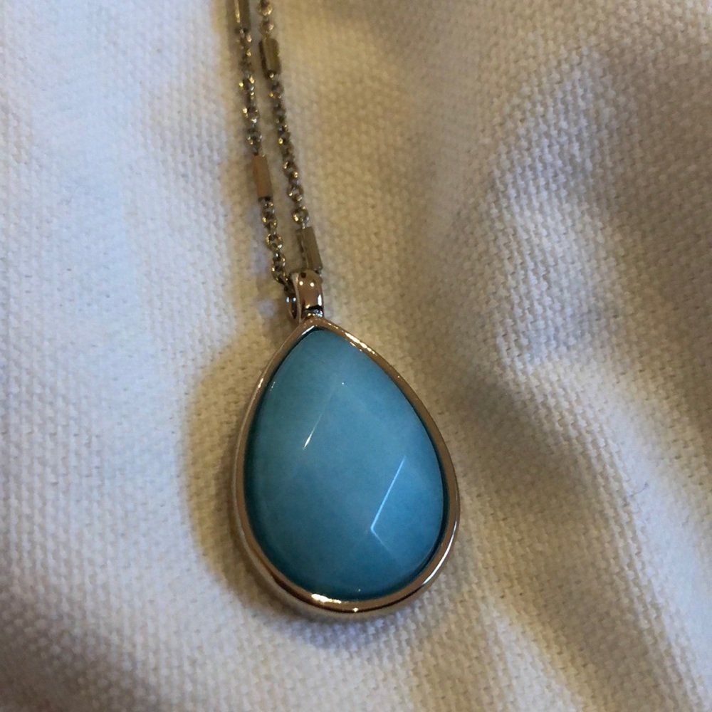 Long blue reversible necklace